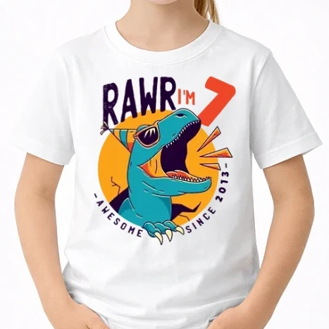Uniszex gyerek Póló - Rawr i'm 7 - awesome since 2013