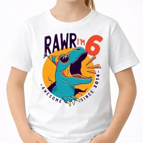 Uniszex gyerek Póló - Rawr i'm 6 - awesome since 2014