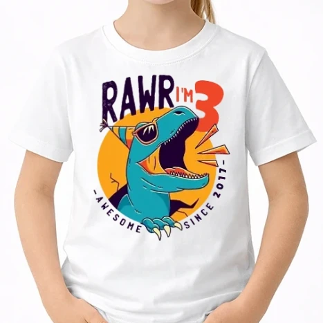 Uniszex gyerek Póló - Rawr i'm 3 - awesome since 2017