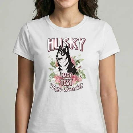 Női Imperial póló - FLORAL DOGGO  husky