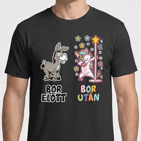 Férfi Imperial póló - Unikornis Bor előtt után