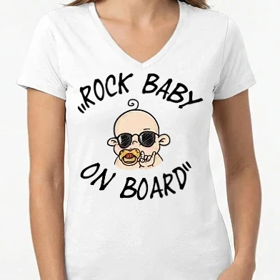 Női V-nyakú póló - Rock baby