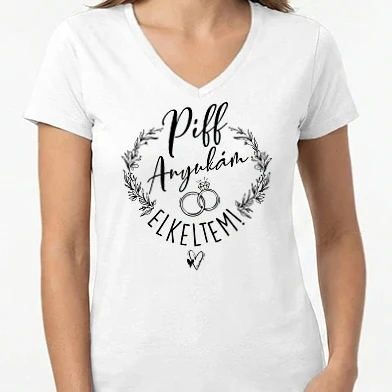 Női V-nyakú póló - Piff anyukám