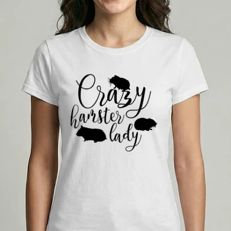 Női Imperial póló - Crazy hamster lady (fekete)