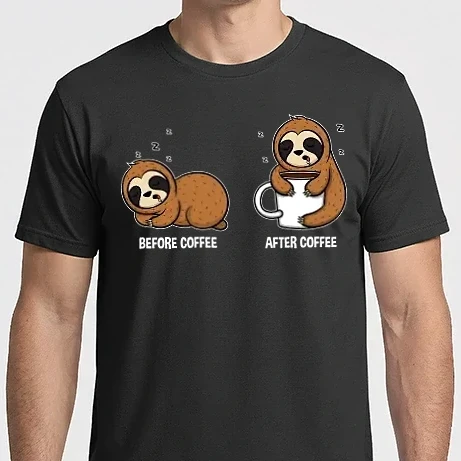 Férfi Imperial póló - Before coffee after coffee sloth