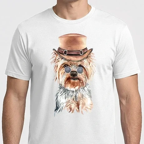 Férfi Imperial póló - Kalapos, Szemüveges Yorkshire Terrier