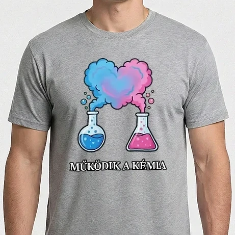 Férfi Imperial póló - Szerelmes kémia - ˝Működik a kémia˝ felirattal