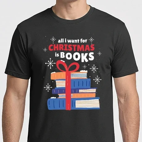 Férfi Imperial póló - All I want for Christmas is Books Könyves póló