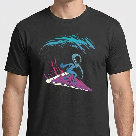 Férfi Imperial póló - Alien Pizza Surf vicces póló