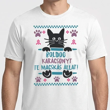 Férfi Imperial póló - Boldog karácsonyt te macskás állat 1