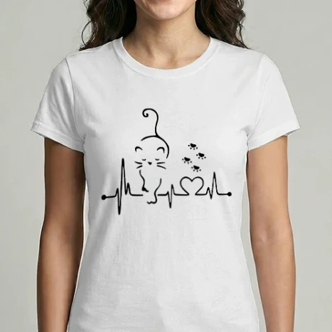 Női Imperial póló - Szív macska színezhető