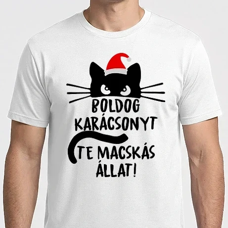 Férfi Imperial póló - Boldog karácsonyt te macskás állat