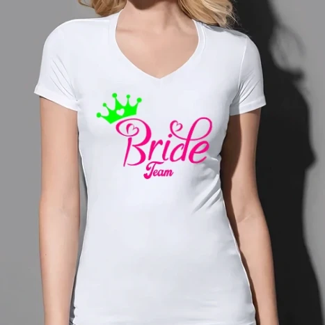 Női prémium V-nyakú póló - Bride Team koronás