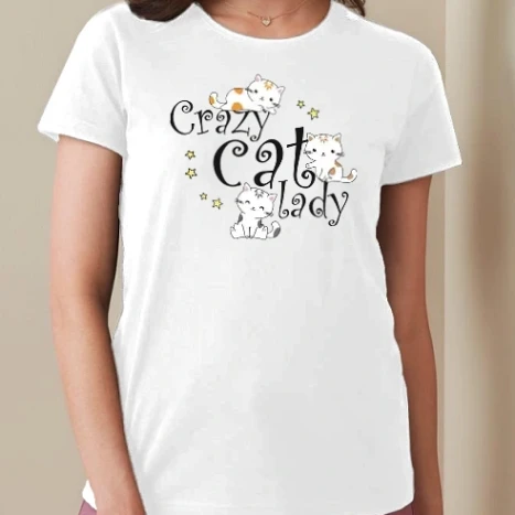 Női prémium kerek nyakú póló  - Crazy cat lady