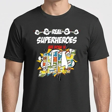 Férfi Imperial póló - real superheroes are born in july