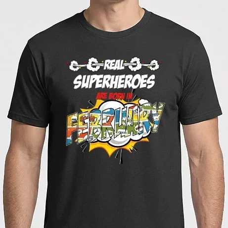 Férfi Imperial póló - real superheroes are born in february