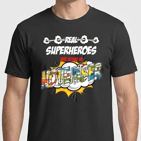 Férfi Imperial póló - real superheroes are born in november