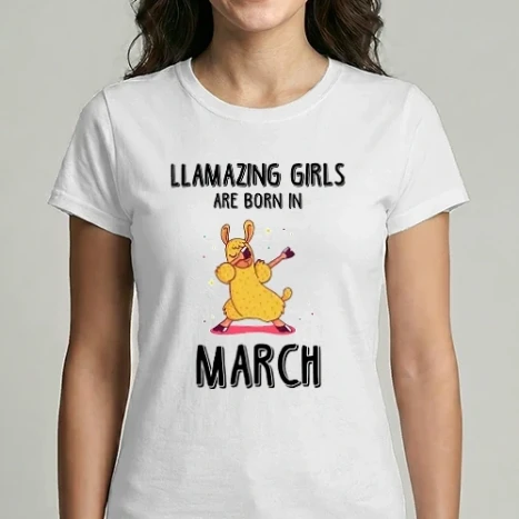 Női Imperial póló - llamazing girls are born in march black