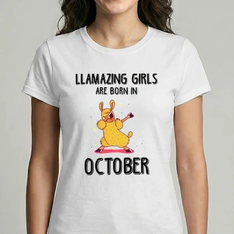 Női Imperial póló - Llamazing girls are born in october black