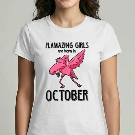 Női Imperial póló - Flamazing girls are born in october black
