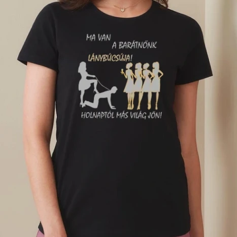 Női prémium kerek nyakú póló  - Lánybúcsú (póráz) - a csapat pólója (inverz)