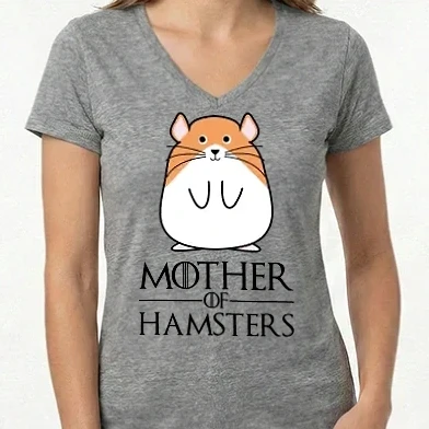Női V-nyakú póló - Mother of Hamsters