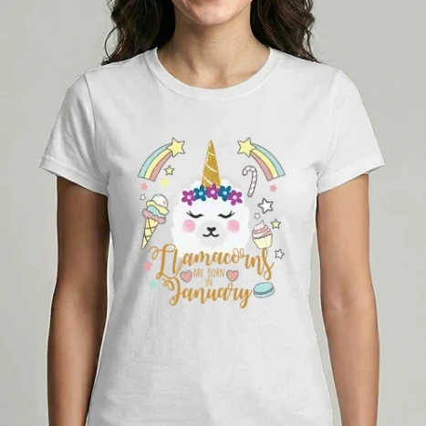 Női Imperial póló - Llamacorns are born in JANUÁR