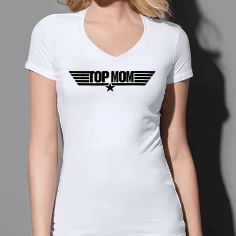 Női prémium V-nyakú póló - Top Mom - RC