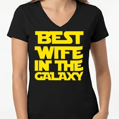 Női V-nyakú póló - best wife galaxy