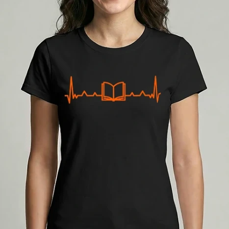 Női Imperial póló - Heartbeat with book (színezhető)