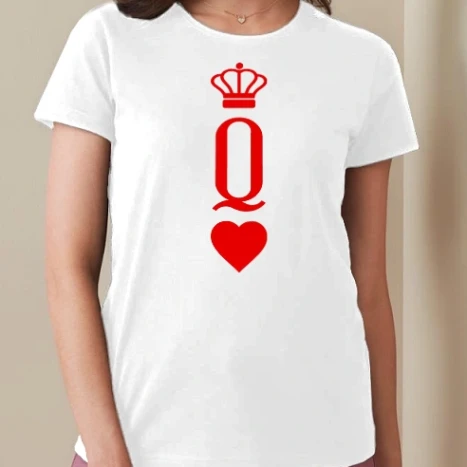 Női prémium kerek nyakú póló  - Playingcards_Queen hearts