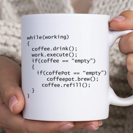 Fehér bögre - While(working) coffee.drink