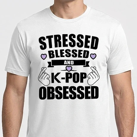 Férfi Imperial póló - Stressed blessed and k-pop obsessed