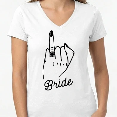 Női V-nyakú póló - Bride hand