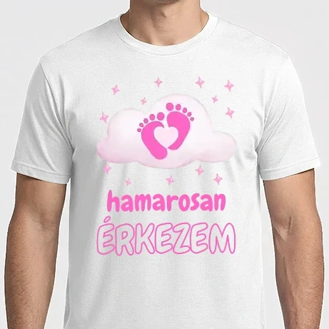 Férfi Imperial póló - Hamarosan érkezem - baba - kislány - kislány polo - terhesség - babavárás