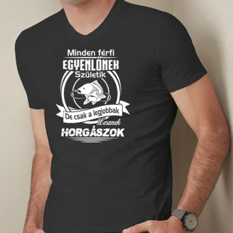 Férfi prémium fit V-nyakú póló - Legjobbak a horgászok
