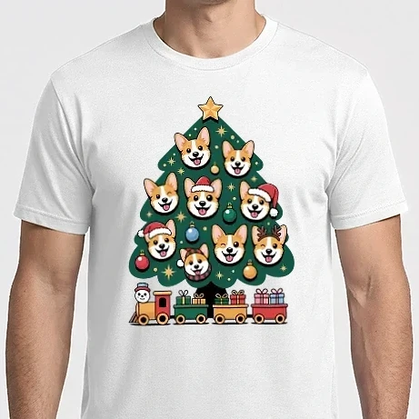 Férfi Imperial póló - Corgi kutyás karácsonyfa