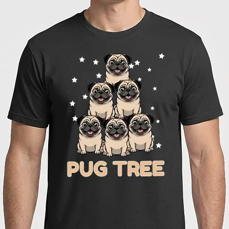 Férfi Imperial póló - Pug tree - kutya - kutyás ajándék - karácsonyi ajándék -- karácsony - karácsonyi póló - karácsonyi polo 