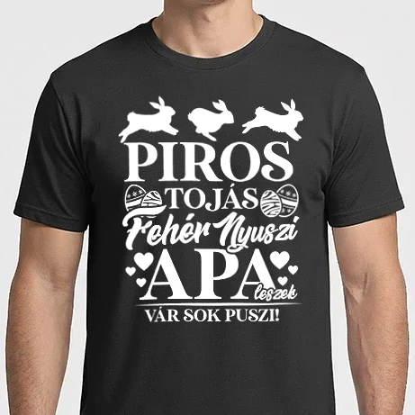 Férfi Imperial póló - Piros tojás fehér nyuszi Apa leszek