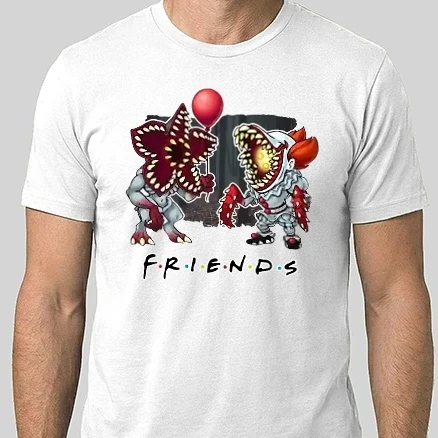 Férfi Alap póló - Friends - Demogorgon + Pennywise