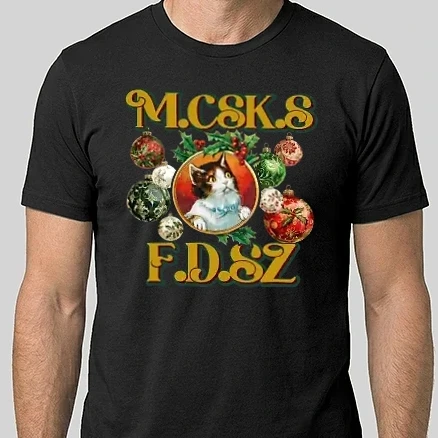 Férfi Alap póló - Karácsonyi Macskás Fadísz