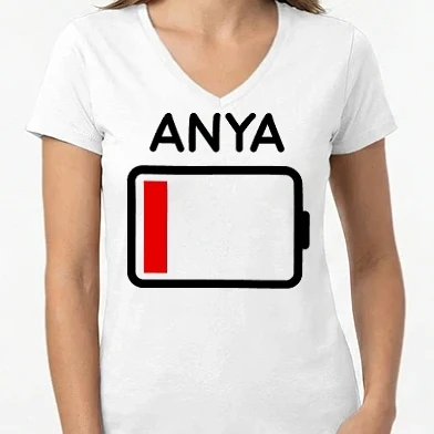 Női V-nyakú póló - Anya Battery - Y0