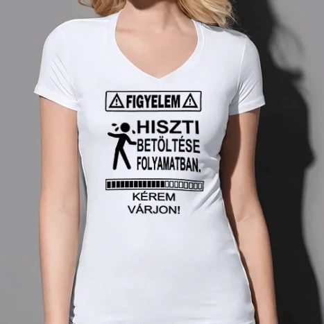 Női prémium V-nyakú póló - Figyelem Hisztis