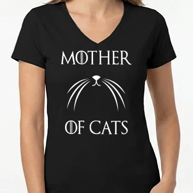 Női V-nyakú póló - Mother of cats