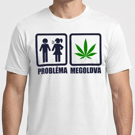 Férfi Imperial póló - PROBLÉMA MEGOLDÁS - FŰ (marihuána)