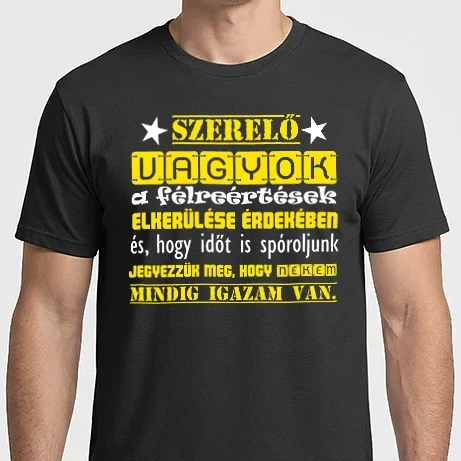 Férfi Imperial póló - Szerelő vagyok mindig igazam van színezhető