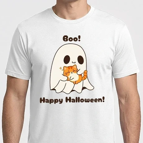 Férfi Imperial póló - Boo! Happy Halloween! cuki szellem cicával