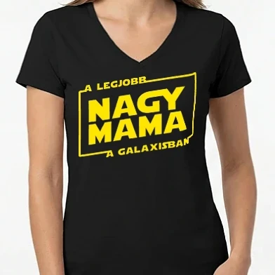 Női V-nyakú póló - star-wars-legjobb-nagymama-solo