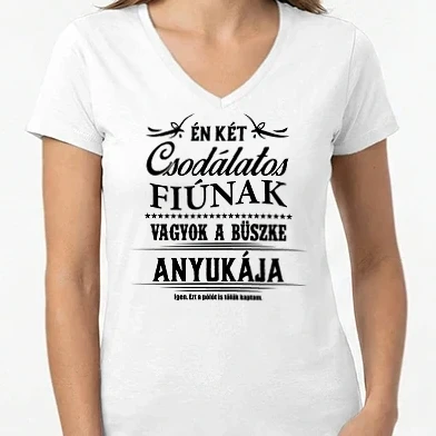Női V-nyakú póló - Két Csodálatos Fiú Büszke Anyukája