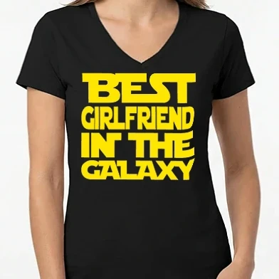 Női V-nyakú póló - best girlfriend galaxy